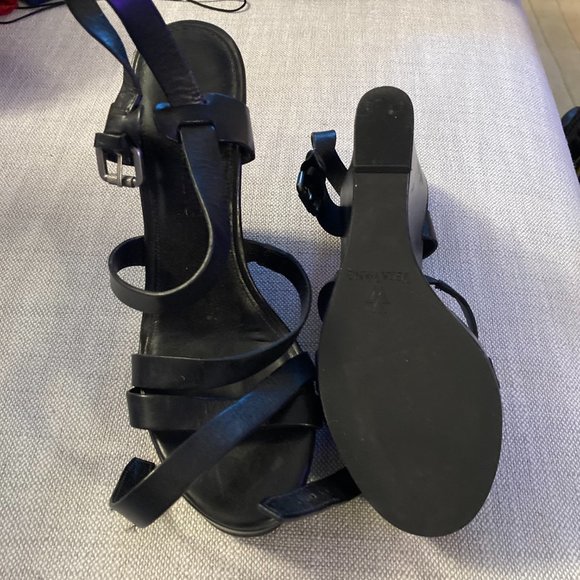 VERA WANG Pippa Black Leather Platform Sandals, SZ 8 - Picture 4 of 4